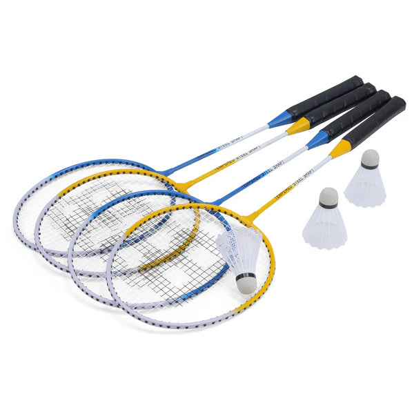 4 Player Badminton Set with Rackets and Shuttlecocks