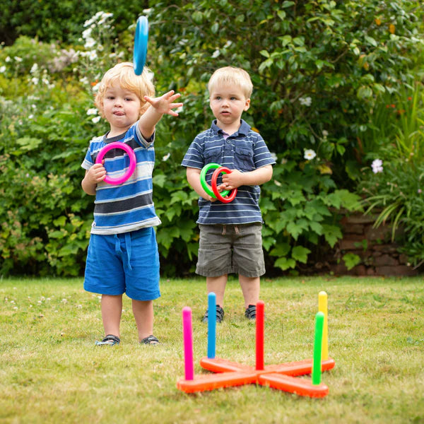 Kids Ring Toss Game Set with Colourful Rings and Pegs